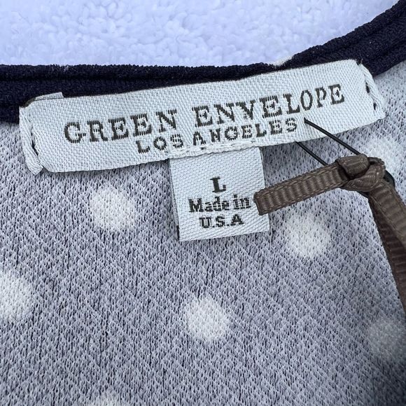 NWT Green Envelope Navy Blue Polka Dot Top size Large New with tag - Picture 8 of 9